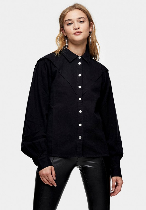 женская рубашка с длинным рукавом topshop, черная