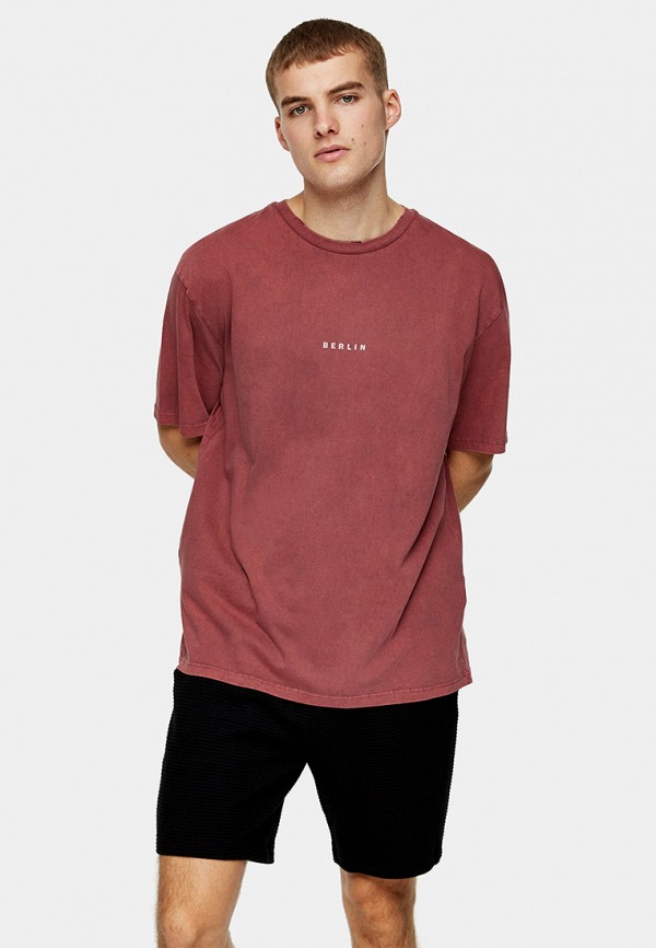 мужская футболка с коротким рукавом topman, бордовая