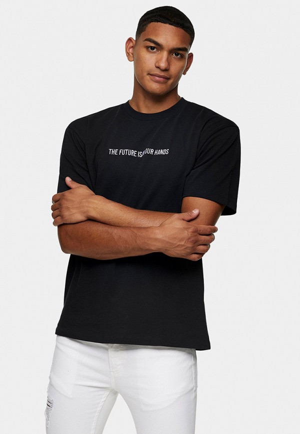 мужская футболка с коротким рукавом topman, черная