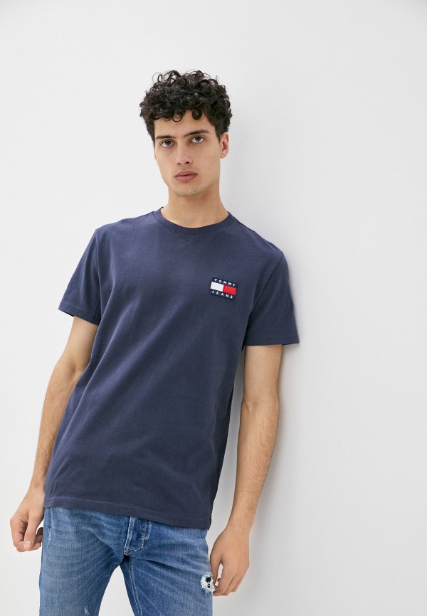 мужская футболка с коротким рукавом tommy jeans, синяя