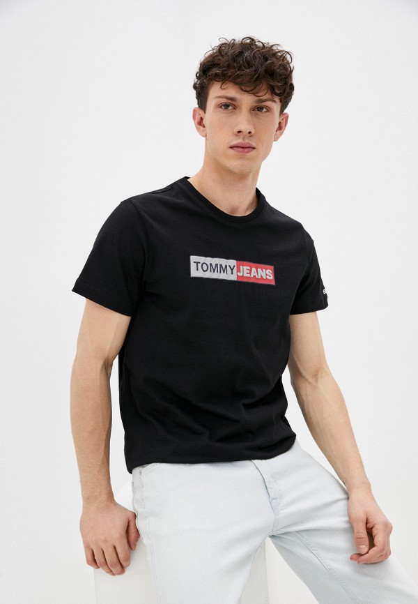 мужская футболка с коротким рукавом tommy jeans, черная
