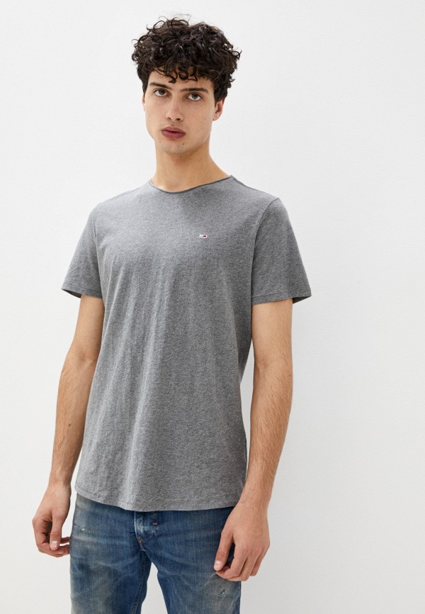 мужская футболка с коротким рукавом tommy jeans, серая