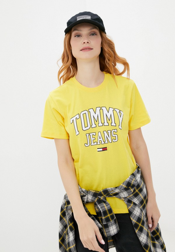 женская футболка tommy jeans, желтая
