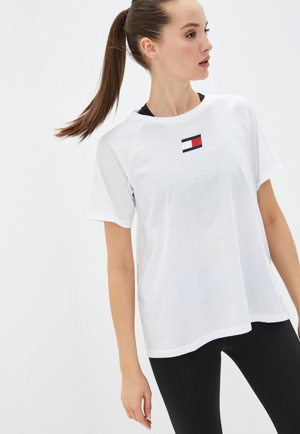 женская спортивные футболка tommy sport, белая