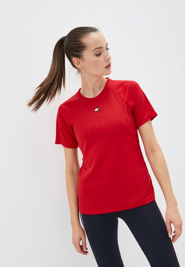 женская спортивные футболка tommy sport, красная