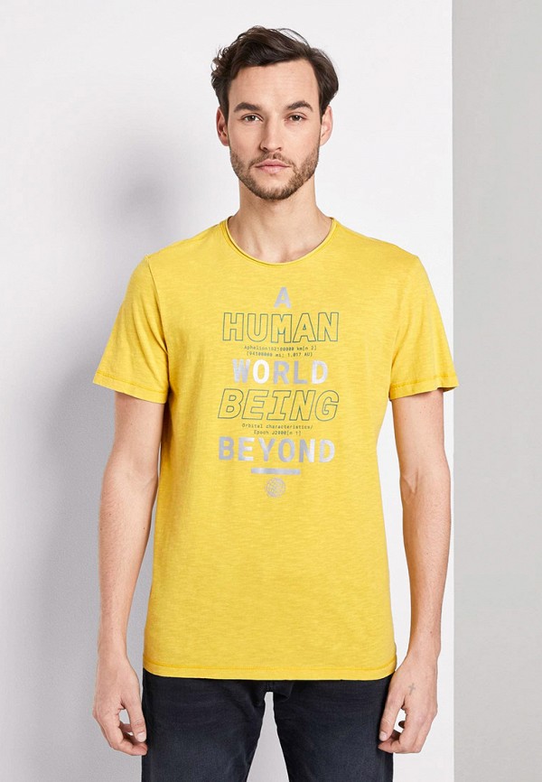 мужская футболка с коротким рукавом tom tailor, желтая