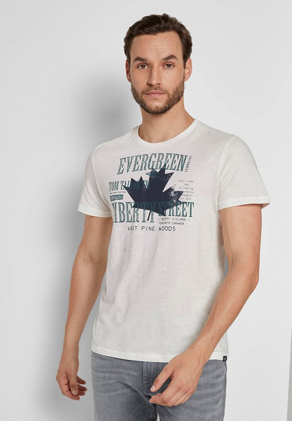 мужская футболка с коротким рукавом tom tailor, бежевая