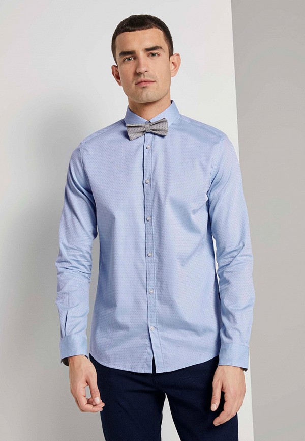 мужская рубашка с длинным рукавом tom tailor, голубая