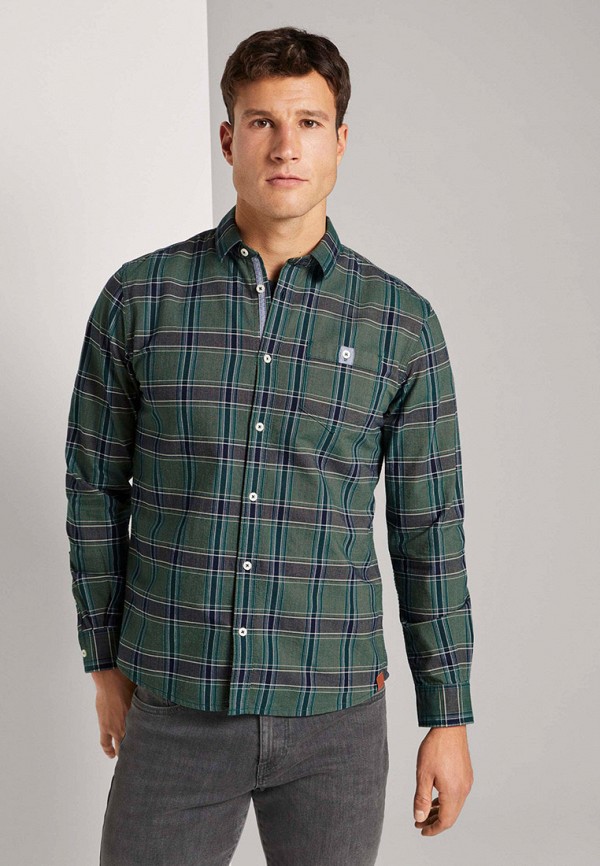 мужская рубашка с длинным рукавом tom tailor, зеленая