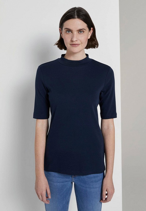 женская футболка tom tailor, синяя