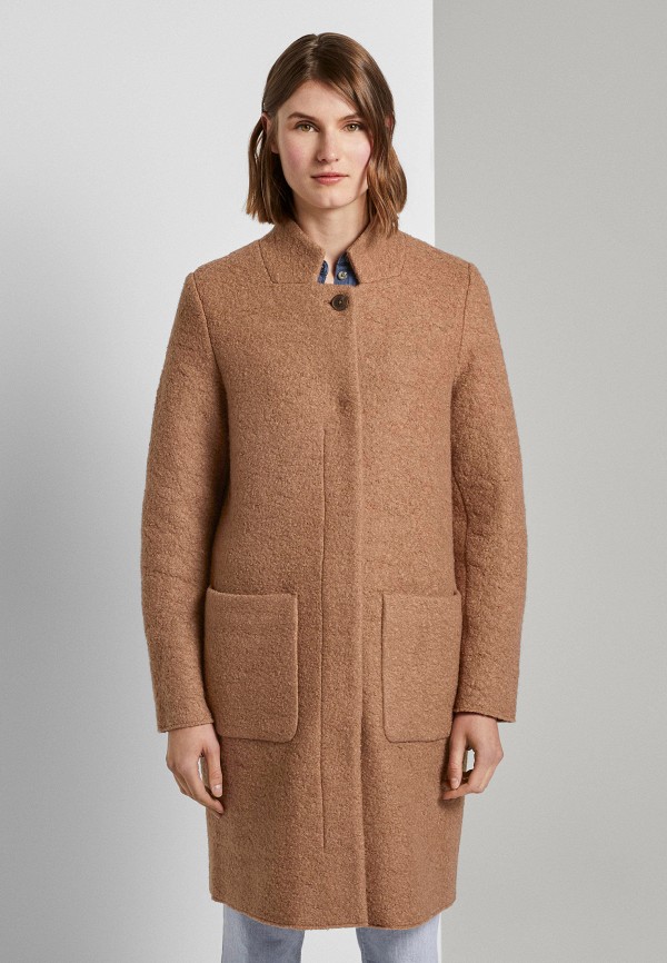 женское пальто tom tailor, коричневое