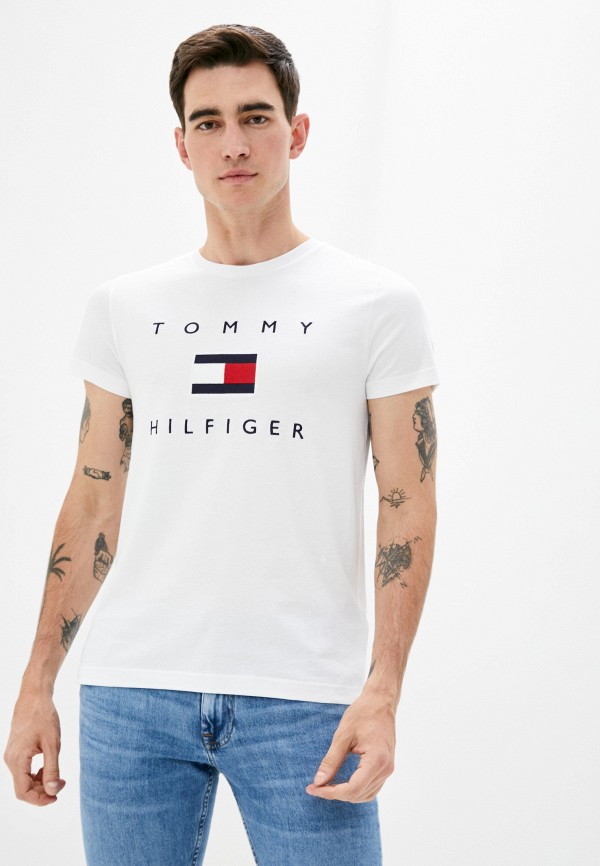 мужская футболка с коротким рукавом tommy hilfiger, белая