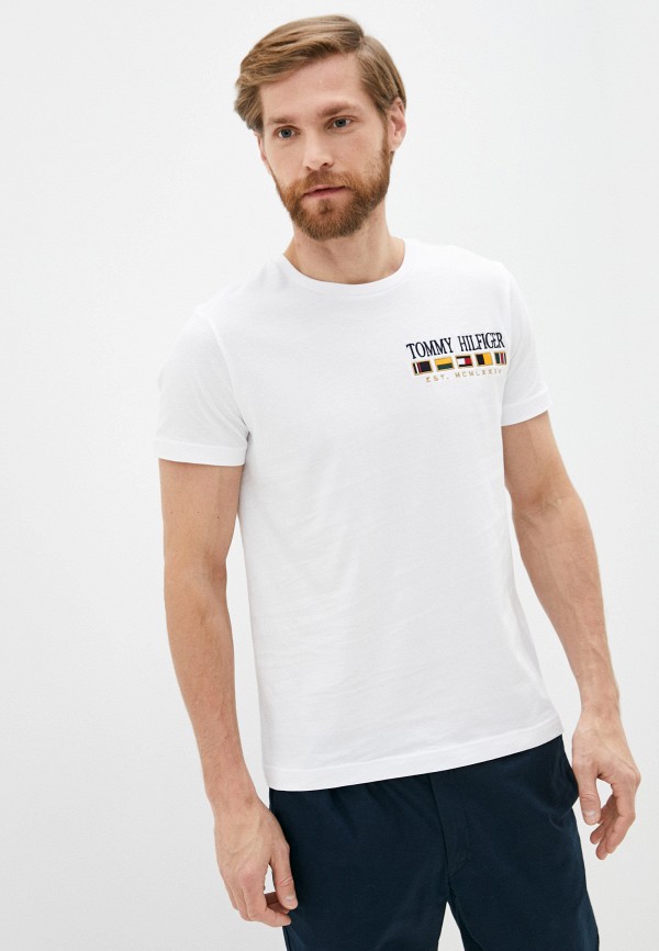 мужская футболка с коротким рукавом tommy hilfiger, белая