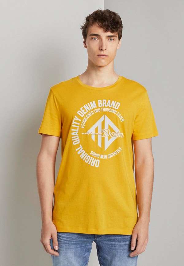 мужская футболка с коротким рукавом tom tailor, желтая