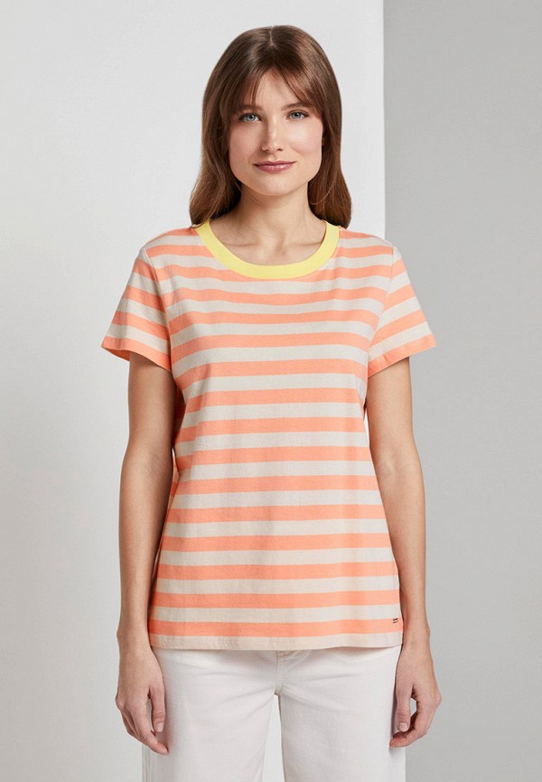женская футболка tom tailor, оранжевая
