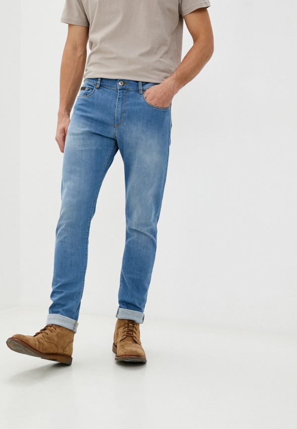 мужские зауженные джинсы trussardi, голубые