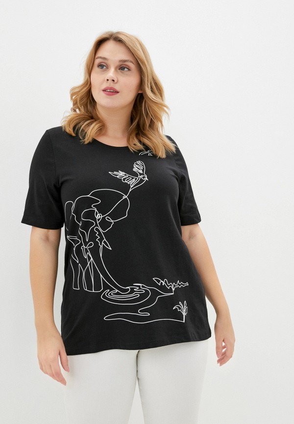 женская футболка ulla popken, черная