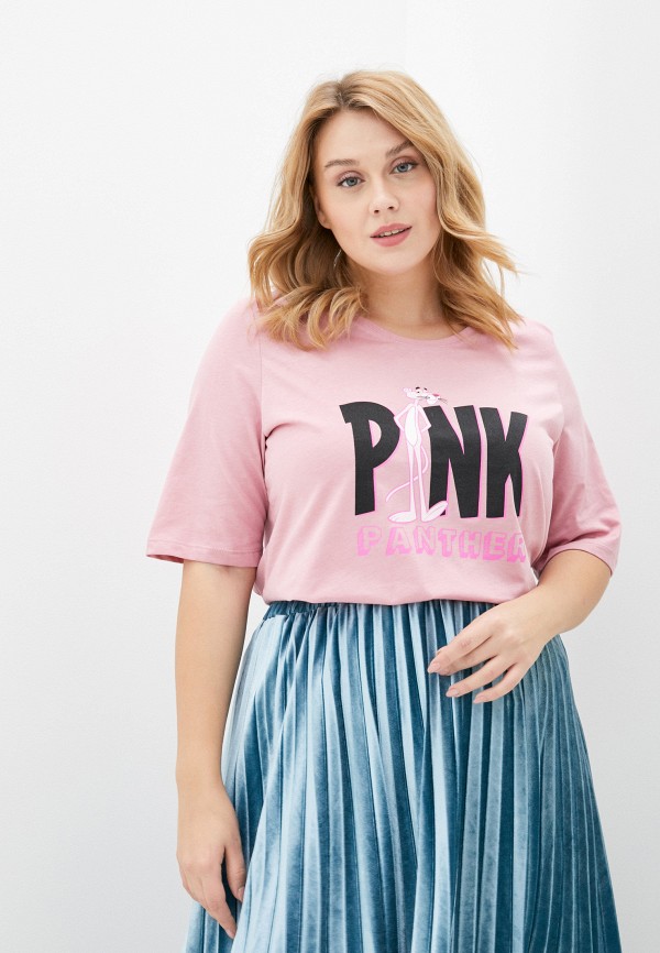 женская футболка ulla popken, розовая