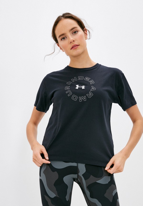 женская спортивные футболка under armour, черная