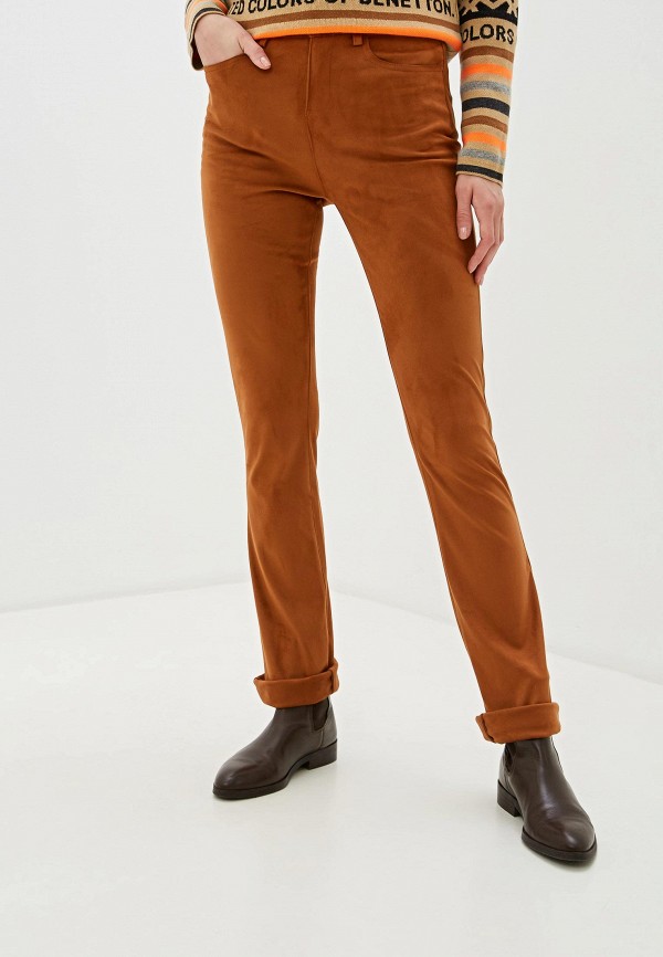 женские повседневные брюки united colors of benetton, коричневые