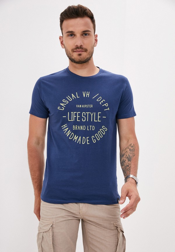 мужская футболка с коротким рукавом van hipster, синяя