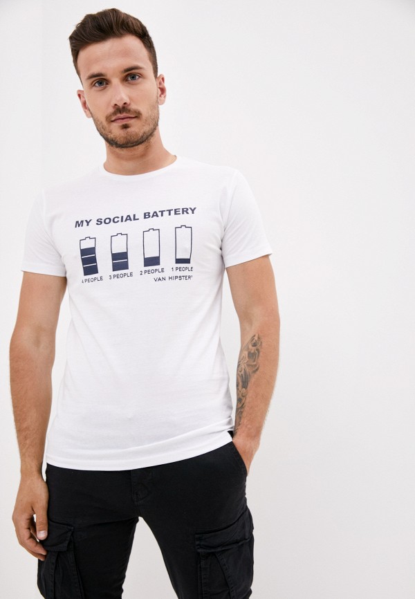 мужская футболка с коротким рукавом van hipster, белая