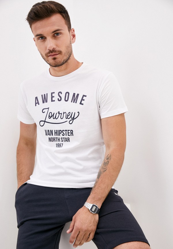 мужская футболка с коротким рукавом van hipster, белая