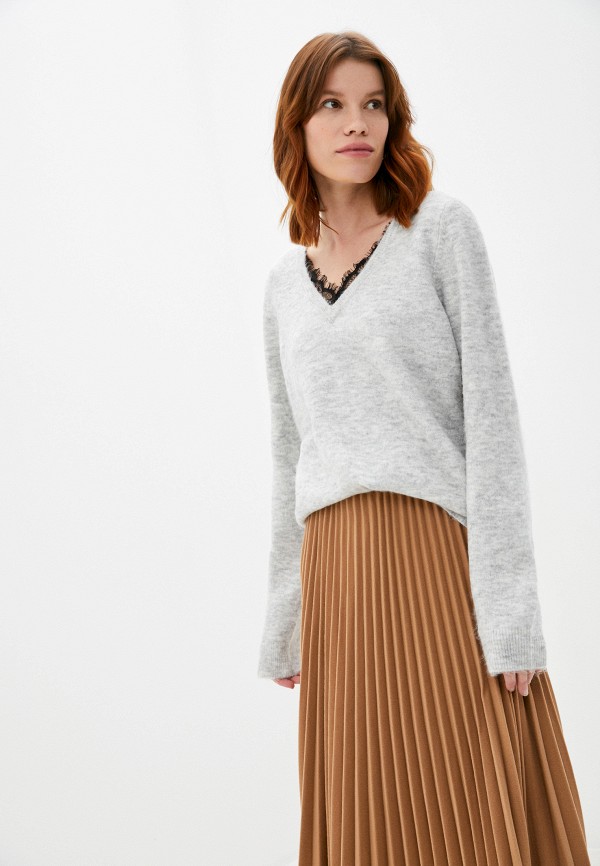 женский пуловер vero moda curve, серый