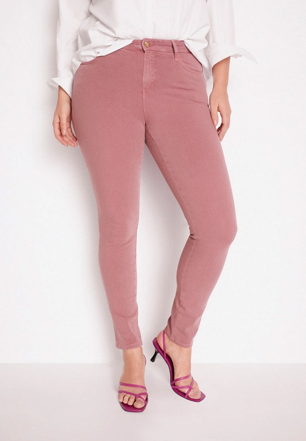 женские зауженные брюки violeta by mango, розовые