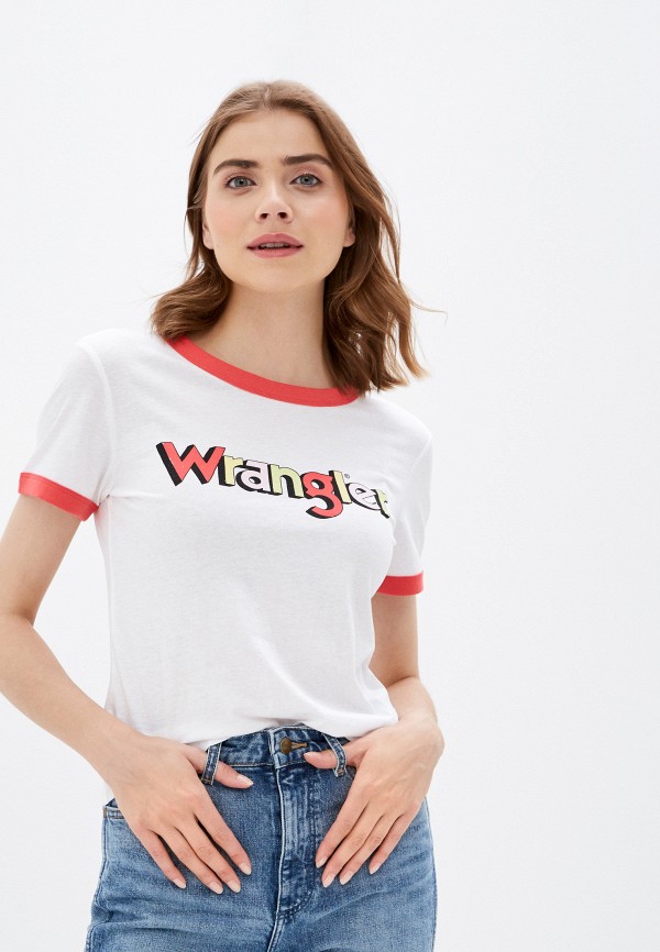 женская футболка wrangler, белая