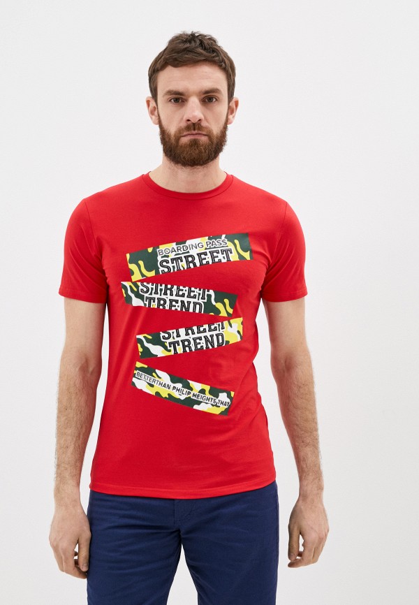 мужская футболка с коротким рукавом x-feel, красная