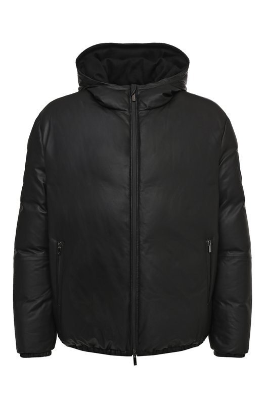 мужская кожаные куртка giorgio armani, черная