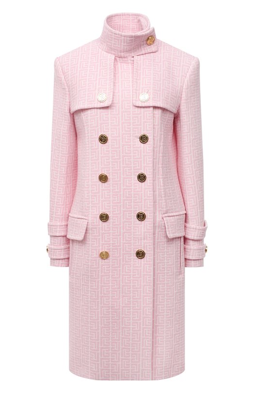 женское шерстяное пальто balmain, розовое