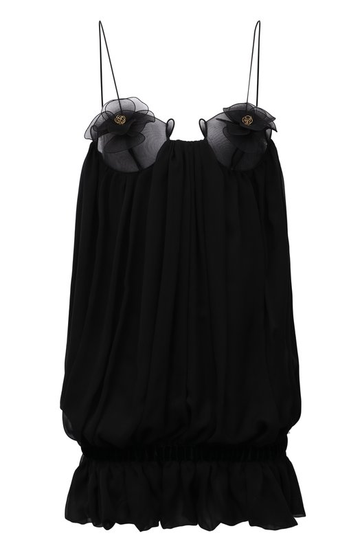 женское шелковые платье saint laurent, черное