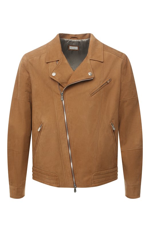 мужская кожаные куртка brunello cucinelli, коричневая