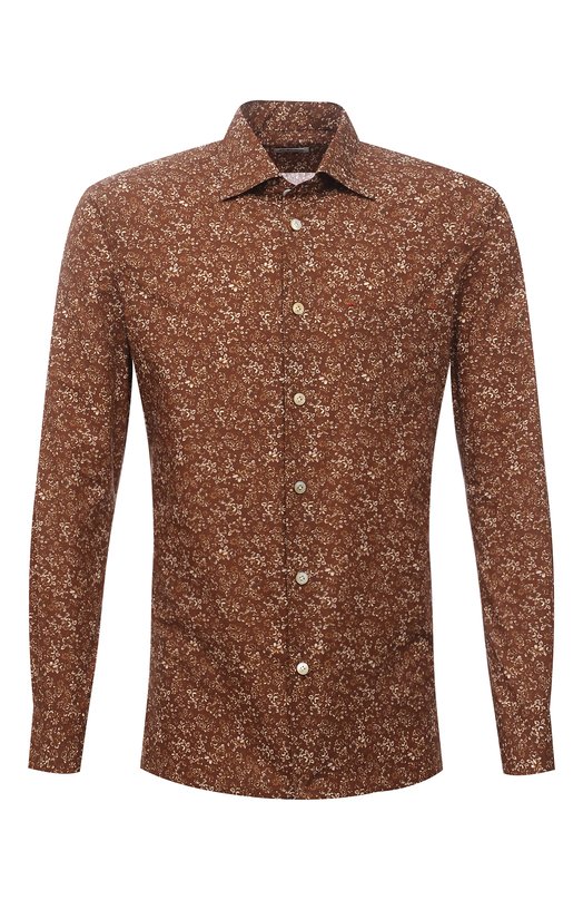 мужская рубашка kiton, коричневая