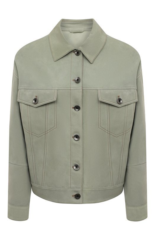 женская джинсовые куртка brunello cucinelli, зеленая