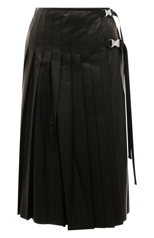 женская кожаные юбка prada, черная