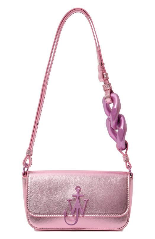 женская сумка через плечо jw anderson, розовая