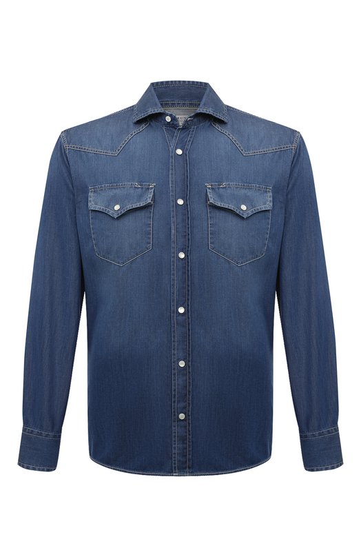 мужская джинсовые рубашка brunello cucinelli, голубая