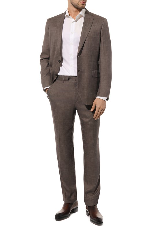 мужской костюм brioni, коричневый