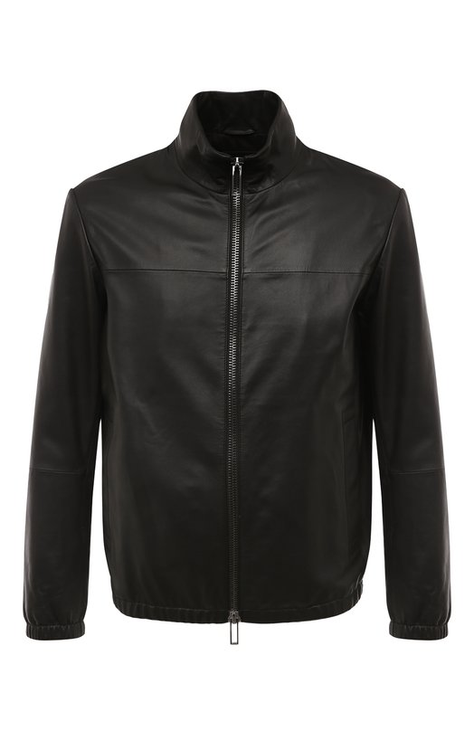 мужская кожаные куртка emporio armani, черная