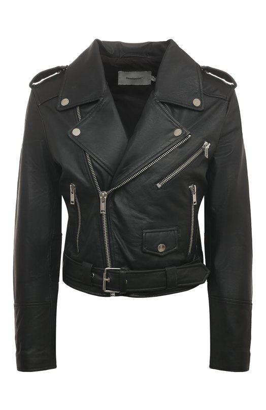 женская кожаные куртка deadwood, черная