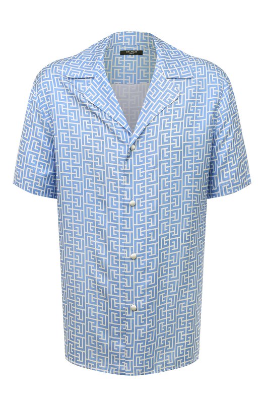 мужская шелковые рубашка balmain, голубая