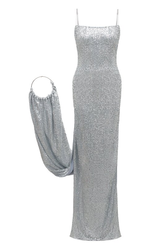 женское платье мини rokh, серебряное