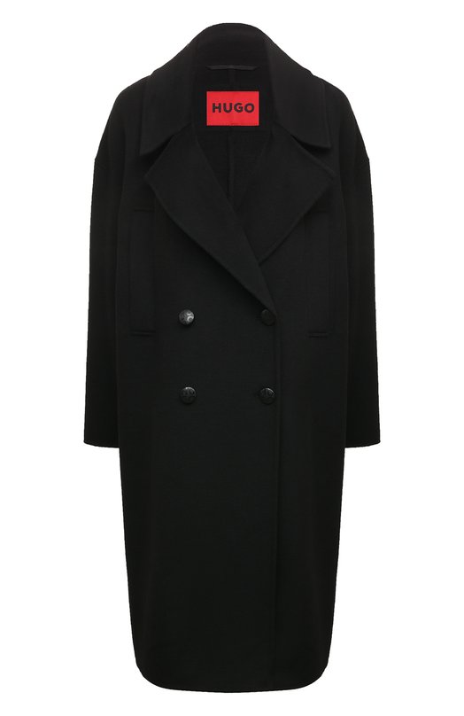 женское шерстяное пальто hugo, черное