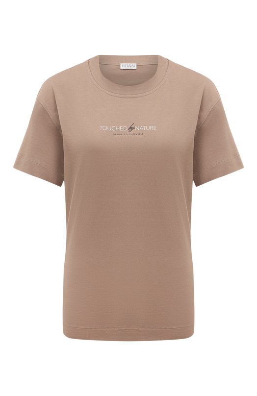 женская футболка brunello cucinelli, бежевая