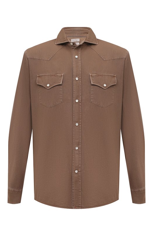 мужская рубашка brunello cucinelli, коричневая