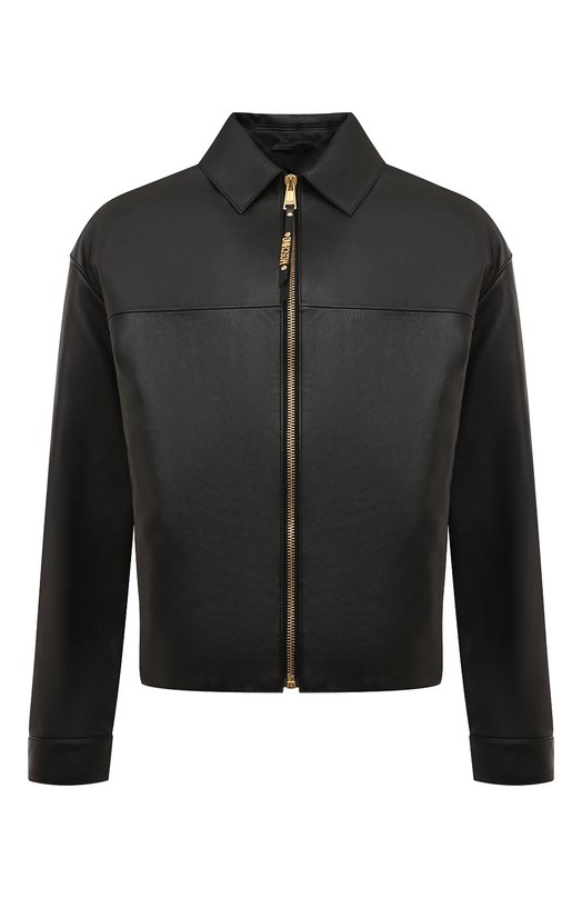 мужская кожаные куртка moschino, черная