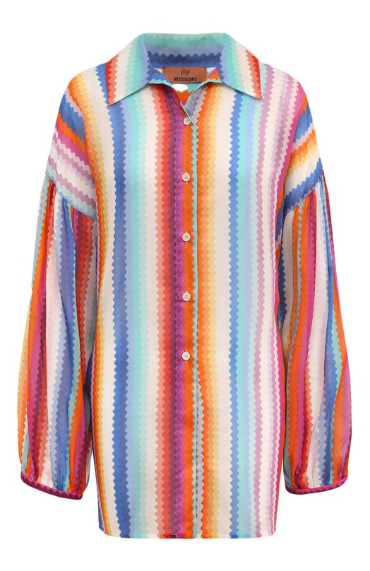 женская шелковые блузка missoni, разноцветная